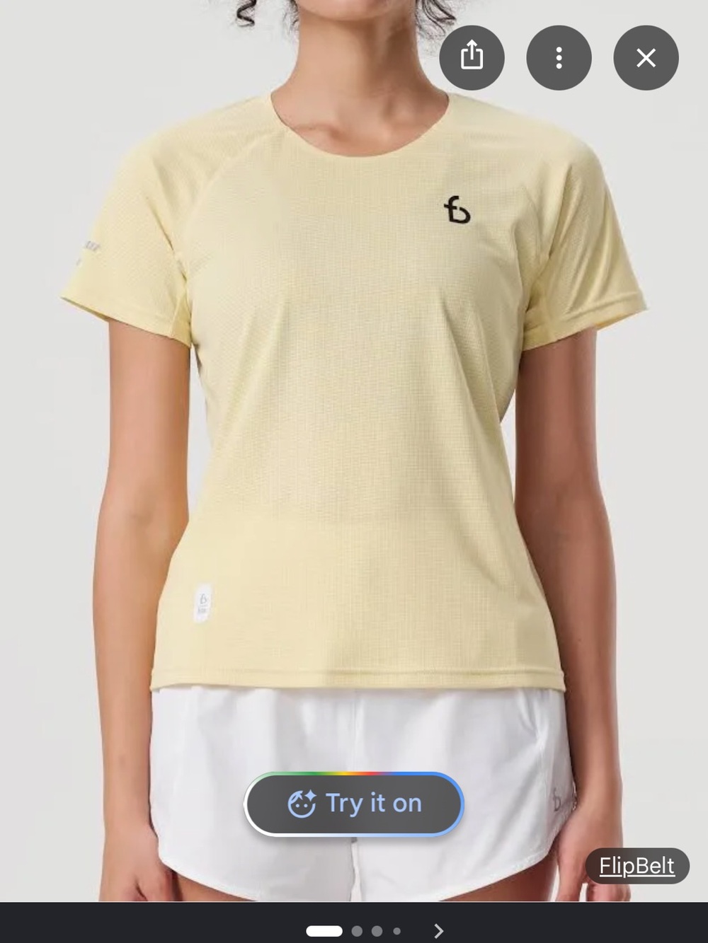 Flipbelt butter yellow running tshirt in women’s large (great condition)